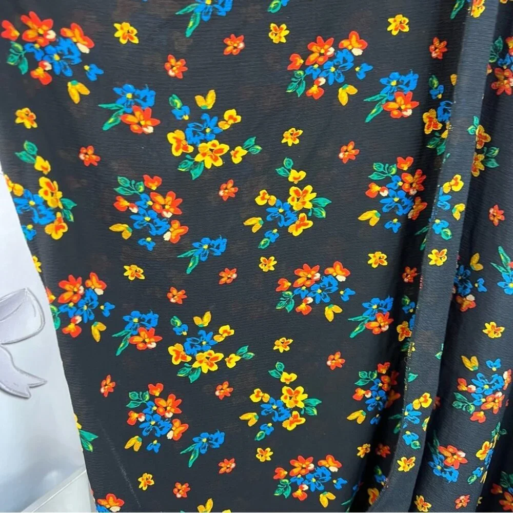 Cover Me cardigan long style flowers Floral Kimono orange blue yellow Black